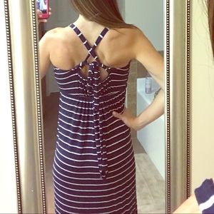 Navy striped maxi dress